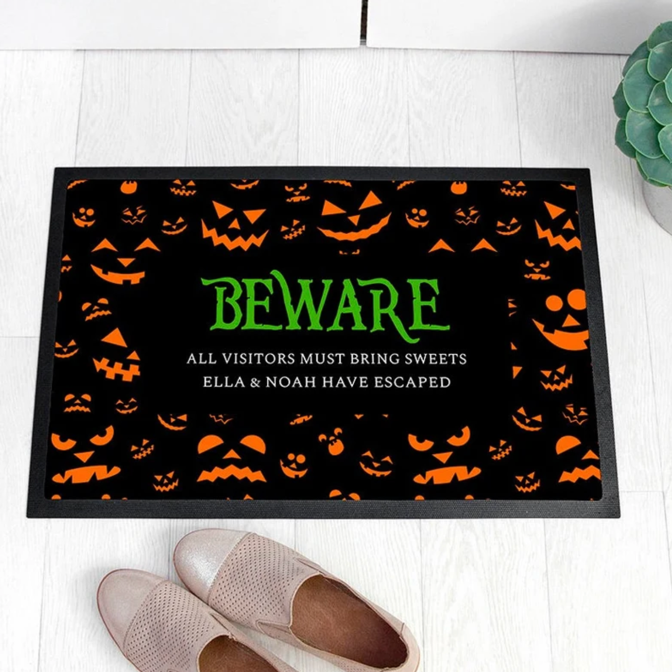 Personalised Halloween Beware Indoor Doormat