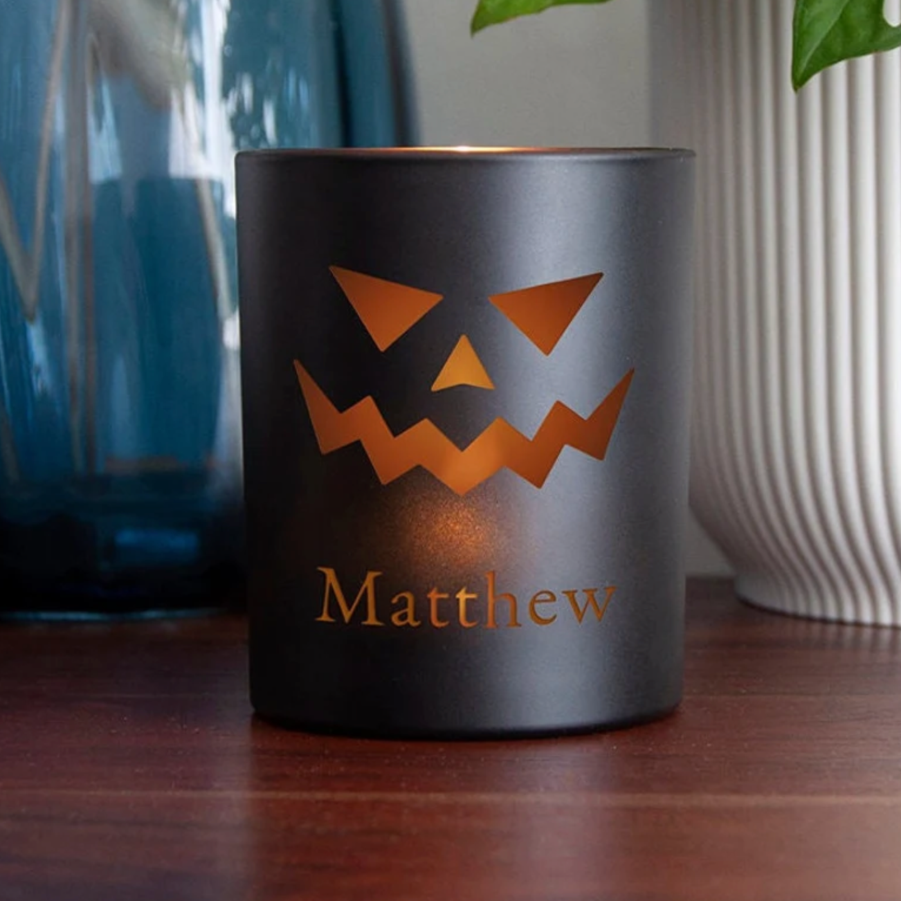 Personalised Jack-O'-Lantern Halloween Candle Holder