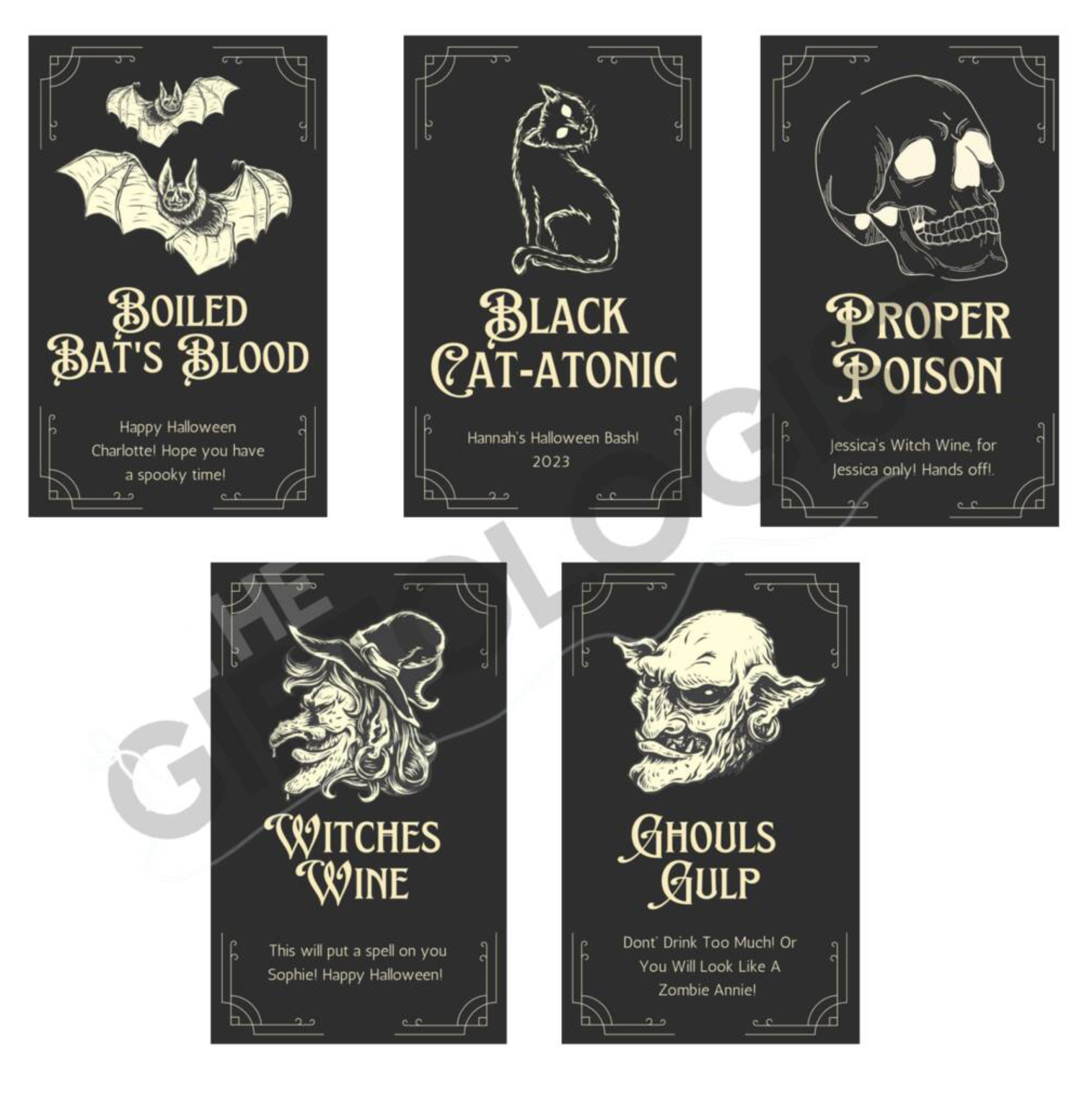Personalised Halloween Wine Label