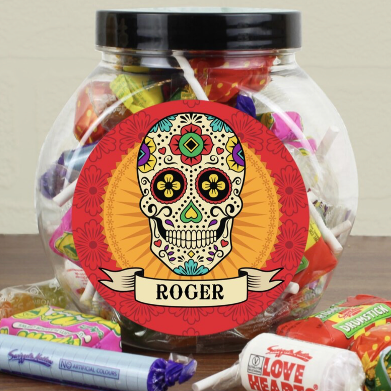 Personalised Sugar Skull Halloween Sweet Jar