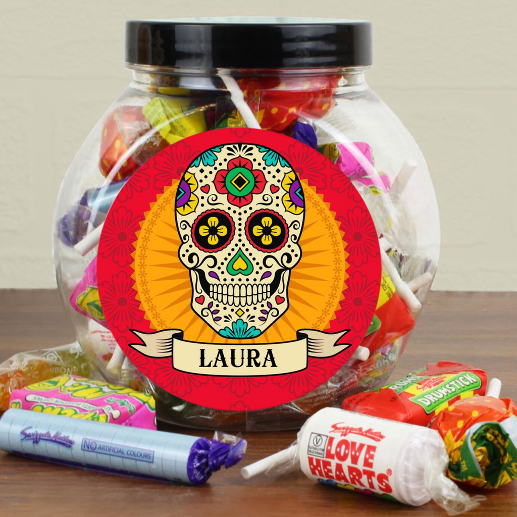 Personalised Sugar Skull Halloween Sweet Jar