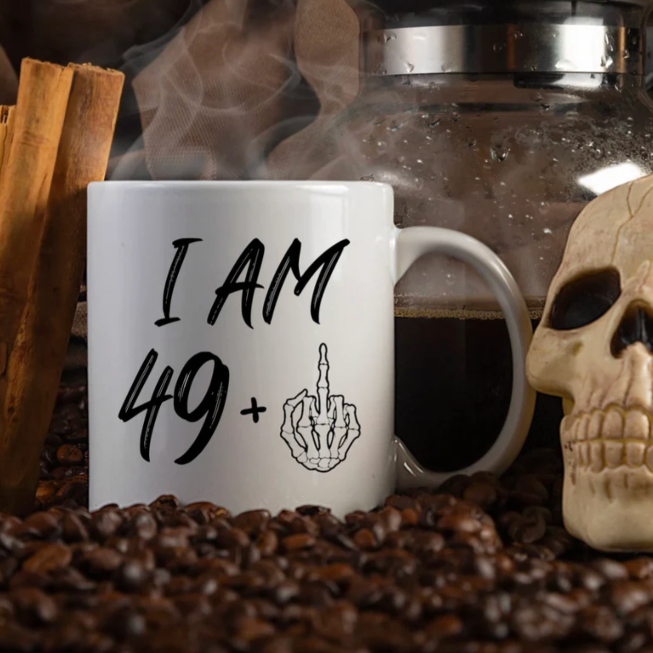 Funny Skeleton Middle Finger Birthday Mug