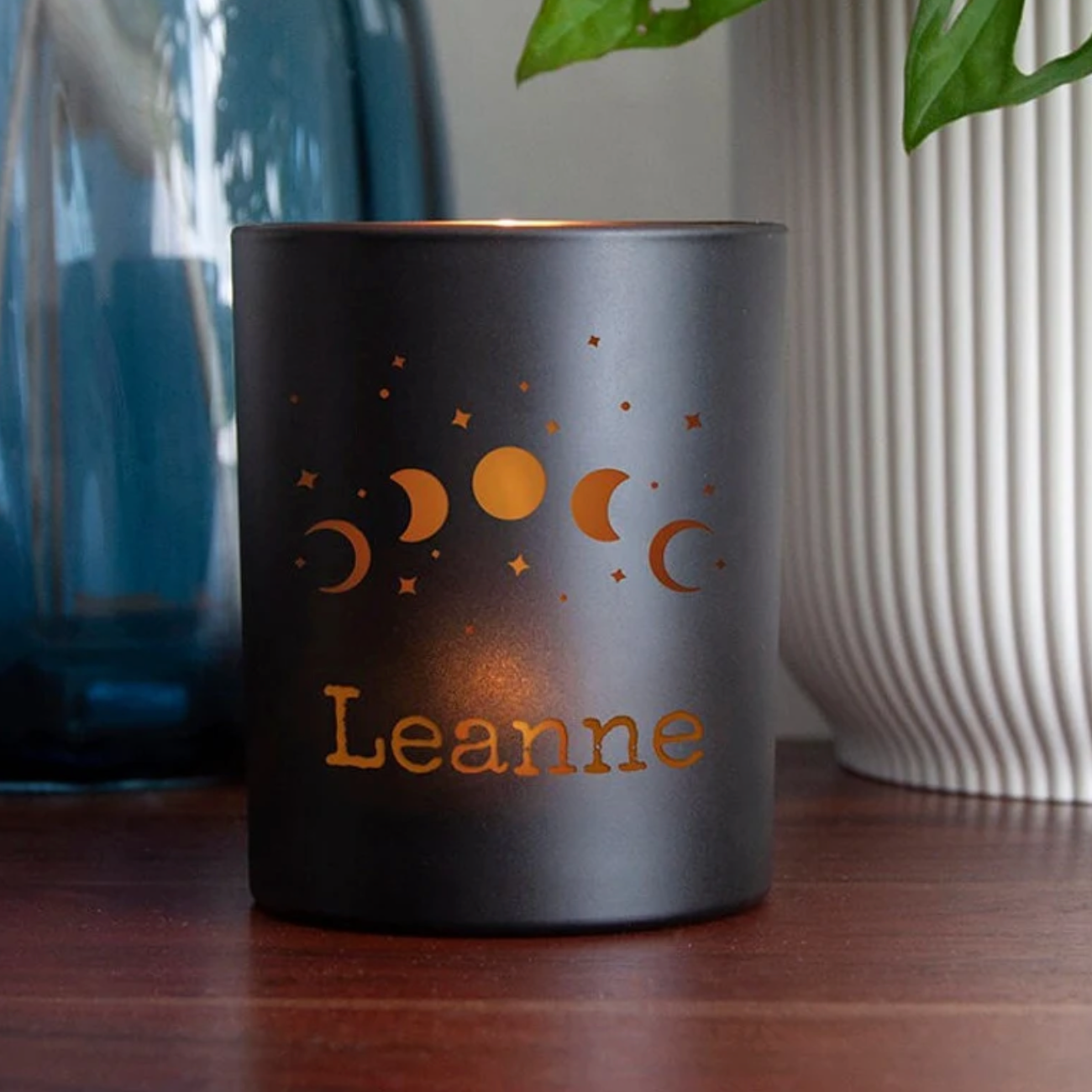 Personalised Celestial Moon Phase Halloween Candle Holder