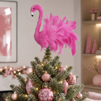Pink Flamingo Christmas Tree Topper
