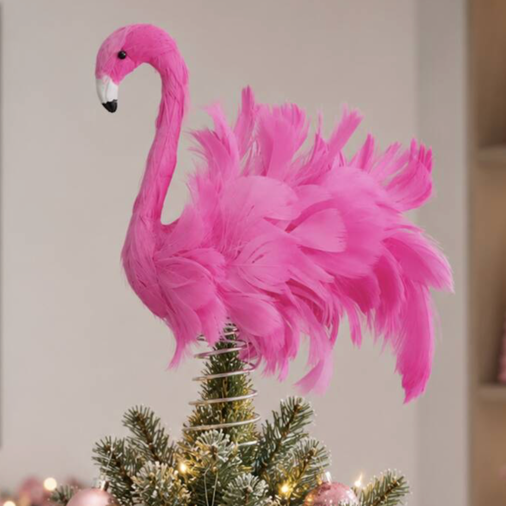 Pink Flamingo Christmas Tree Topper