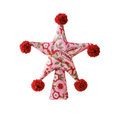 Two Sided Pom Pom Padded Fabric Star Tree Topper