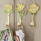 Hand Painted Solid Brass Flower Wall Hook