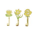Hand Painted Solid Brass Flower Wall Hook