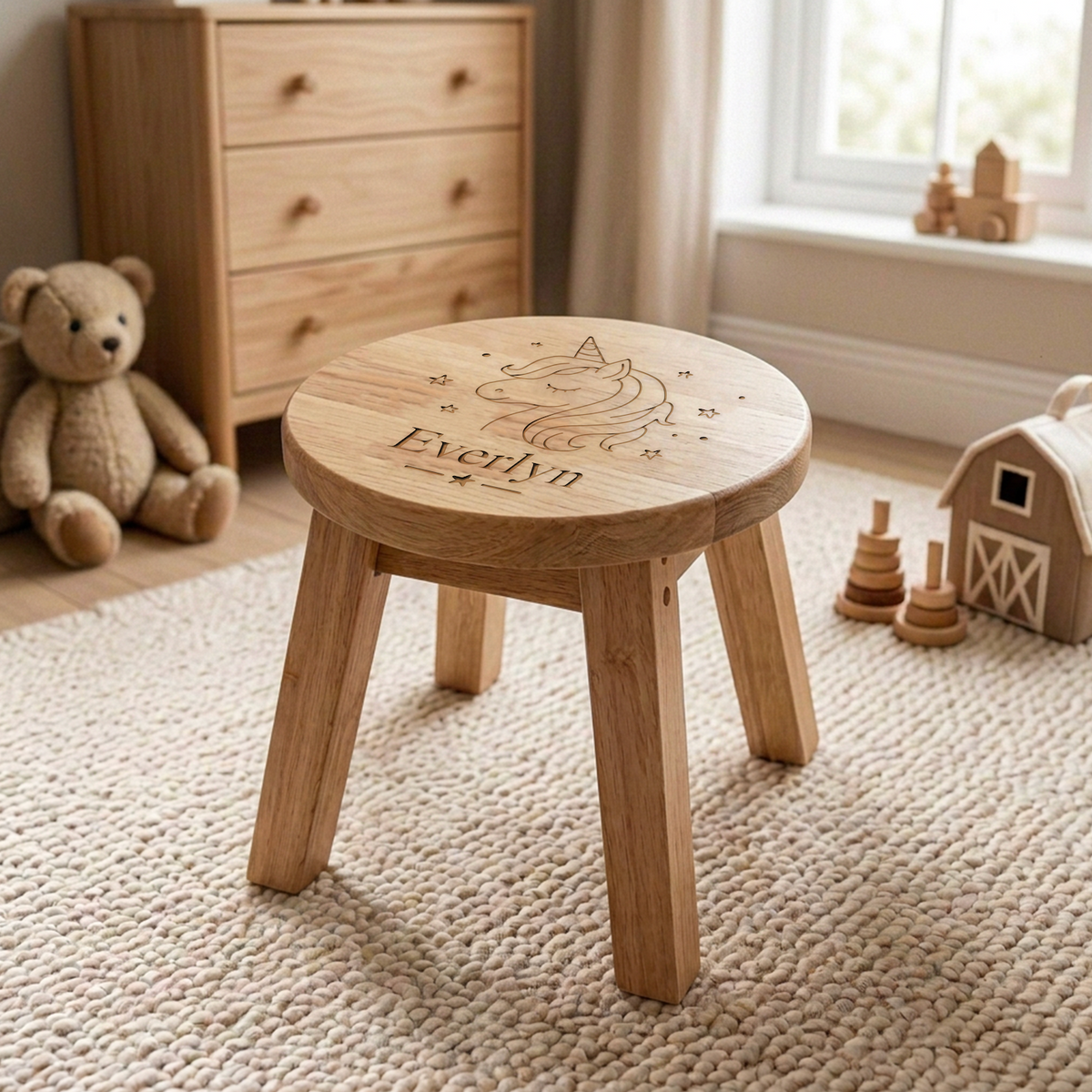 Personalised Wooden Unicorn Stool for Children