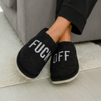 Personalised Black “Fuck Off” Slippers