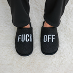 Personalised Black “Fuck Off” Slippers