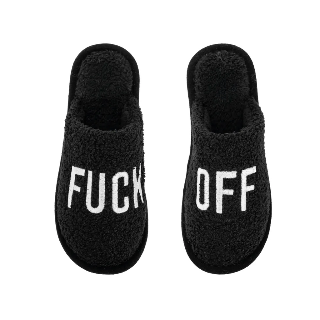 Personalised Black “Fuck Off” Slippers