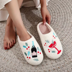 Embroidered Champagne Cocktail “O’Clock” Cosy Slippers