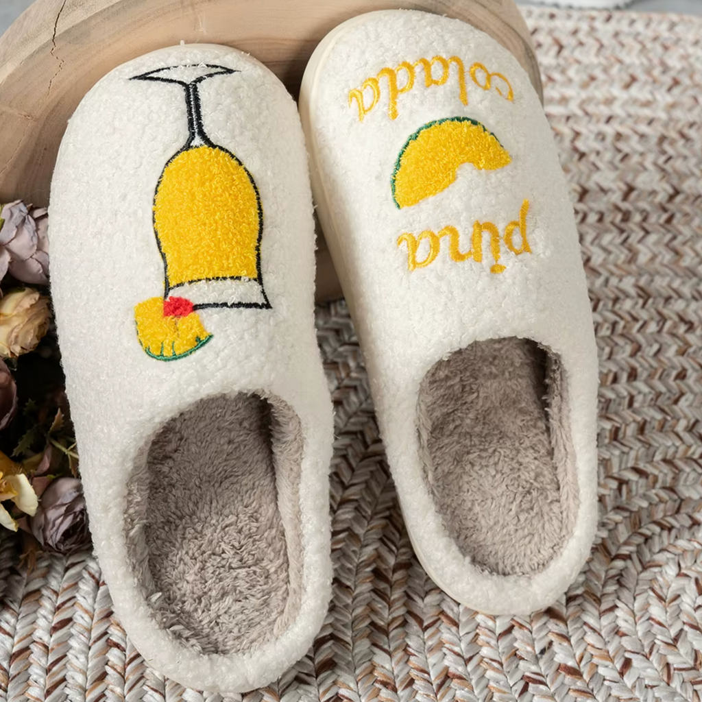 Personalised Pina Colada Cocktail Embroidered Slippers