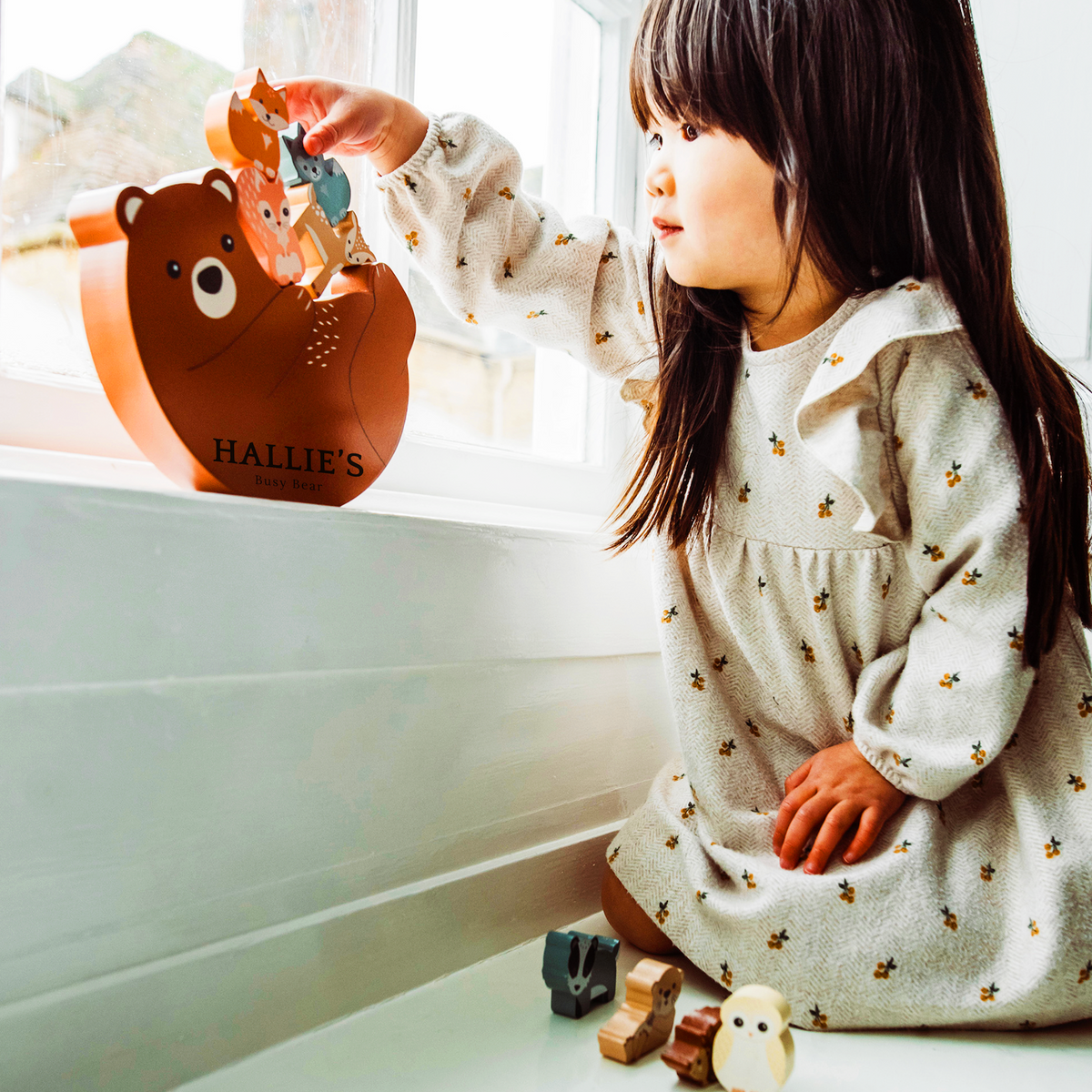 Personalised Childs Woodland Balancing Bear Toy
