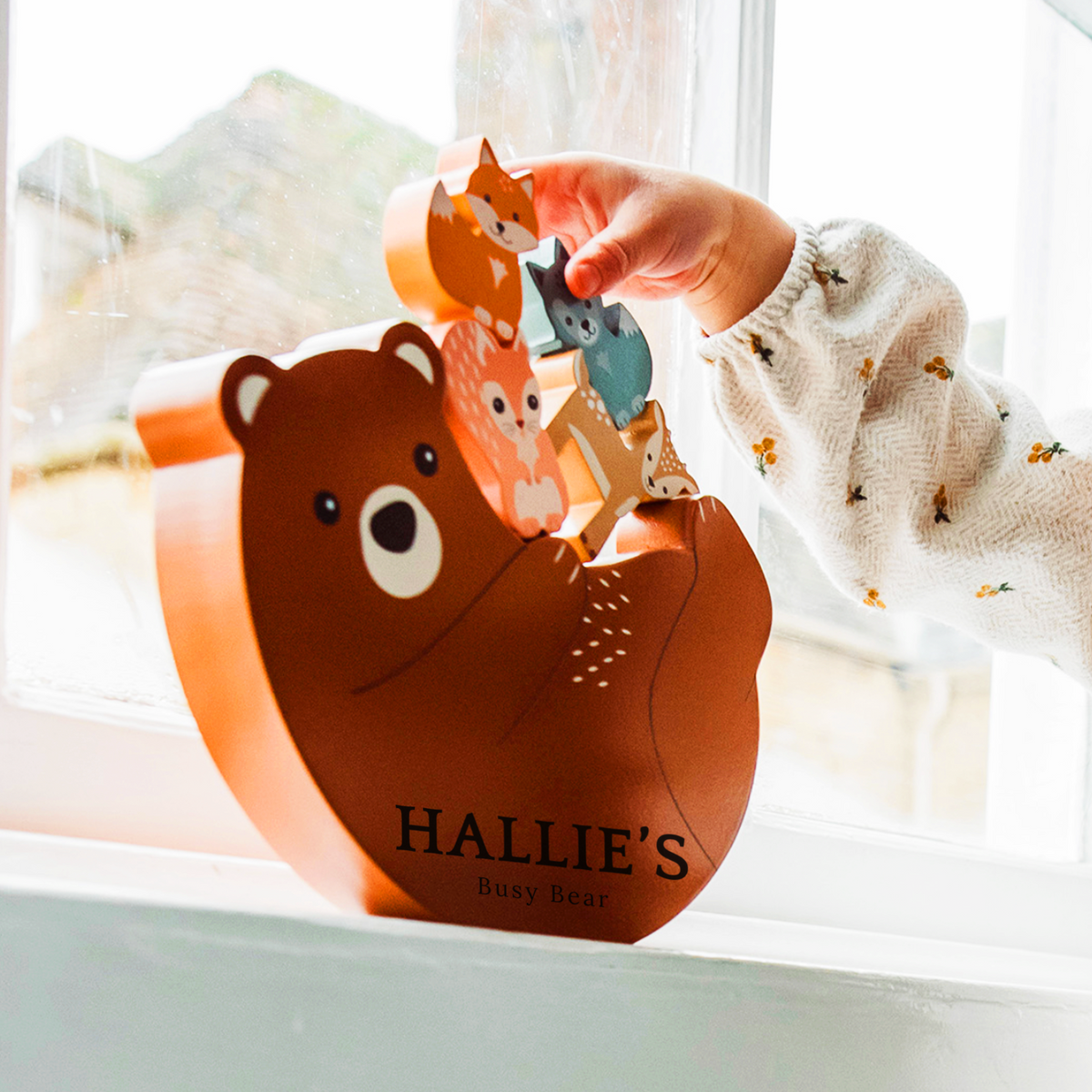 Personalised Childs Woodland Balancing Bear Toy
