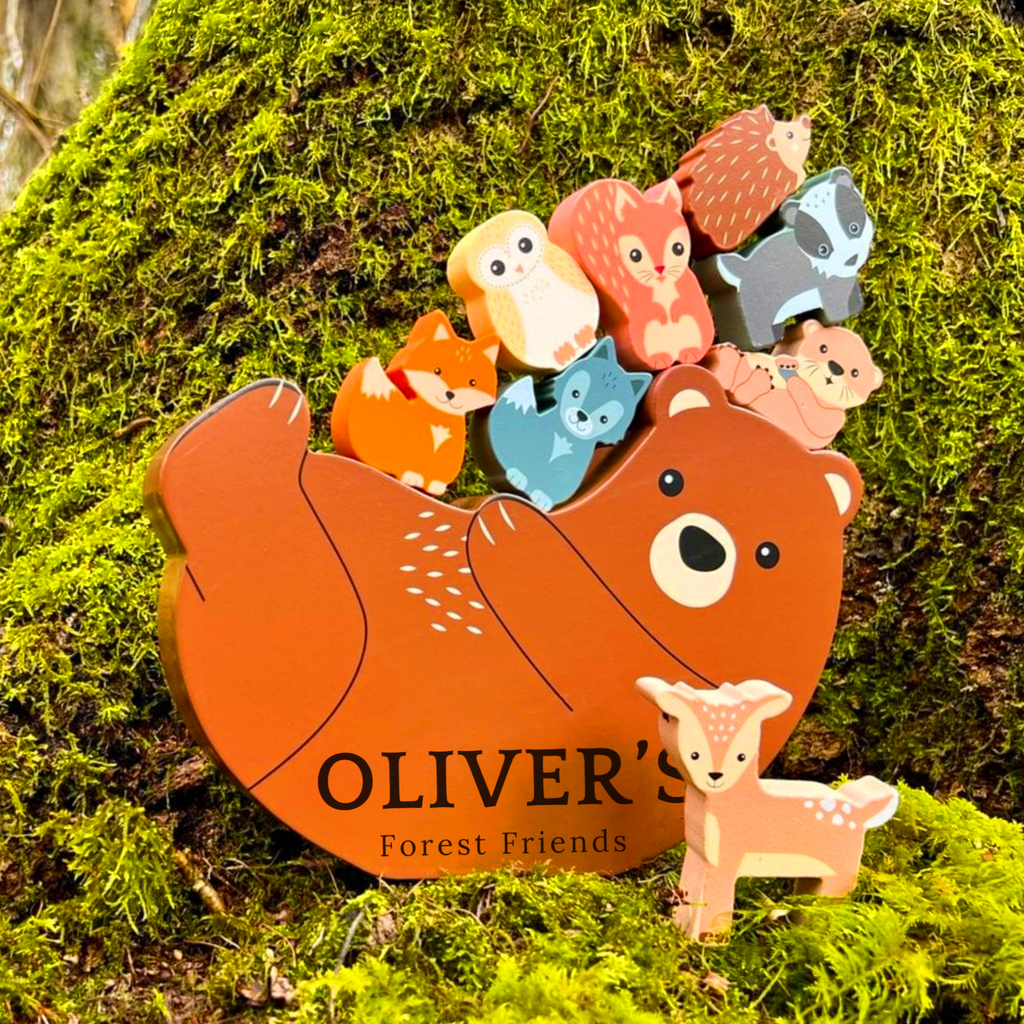 Personalised Childs Woodland Balancing Bear Toy