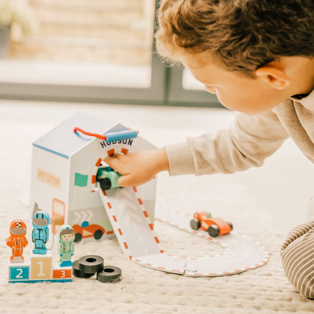 Personalised Children's Wooden Racing Track Play Set