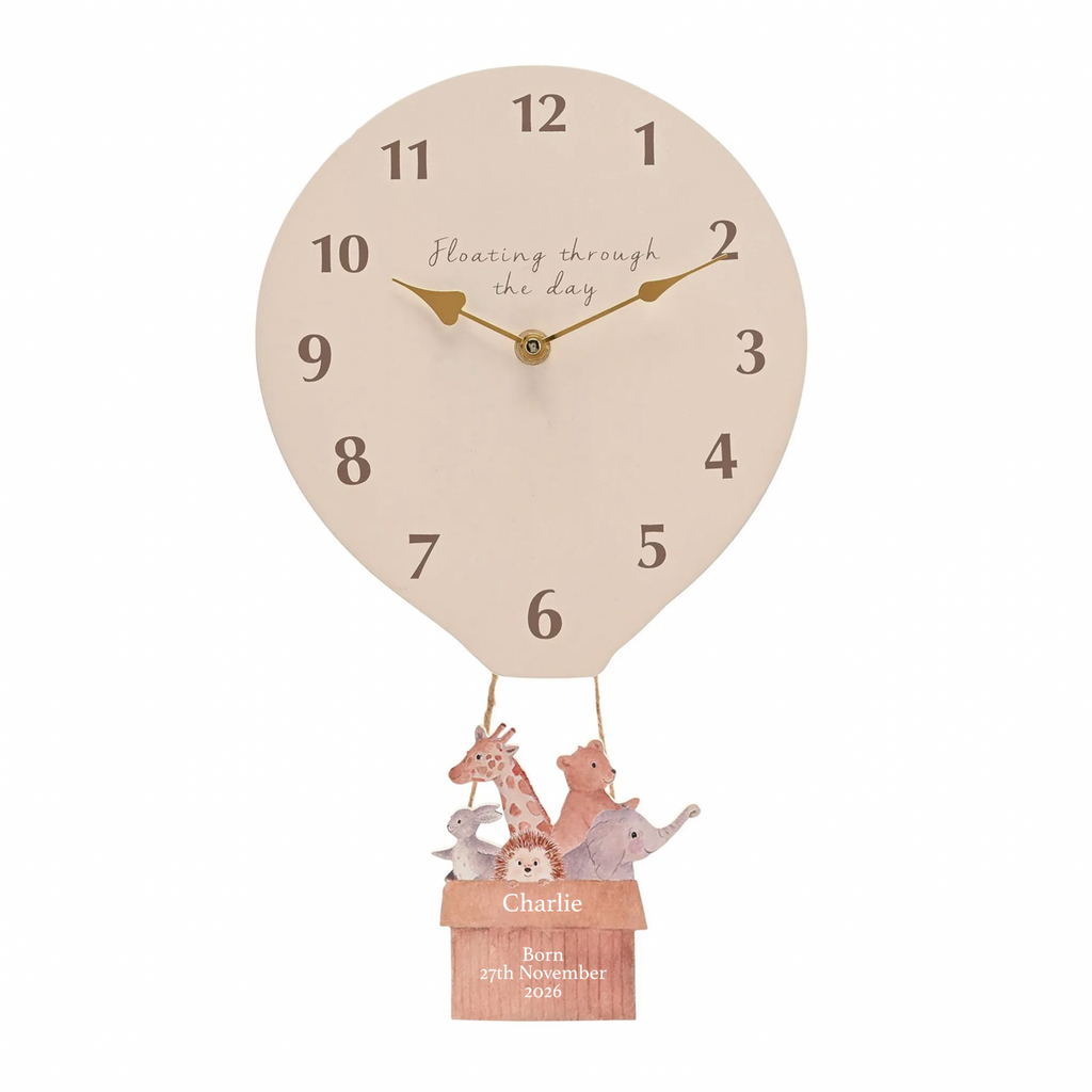 Personalised Nursery Hot Air Balloon Baby Wall Clock
