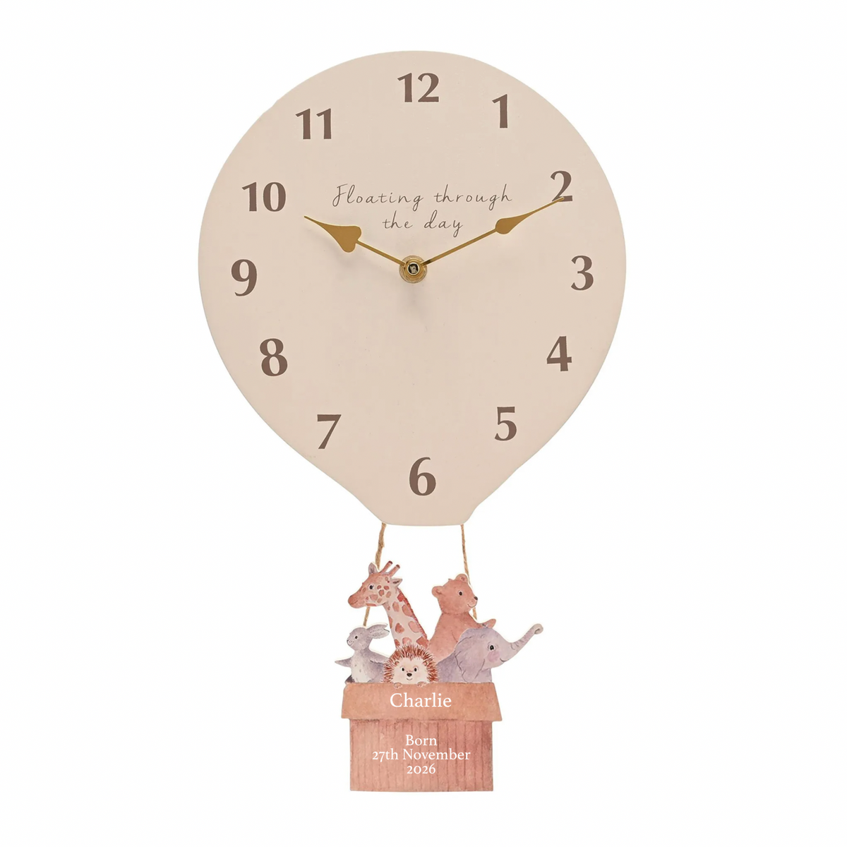 Personalised Nursery Hot Air Balloon Baby Wall Clock