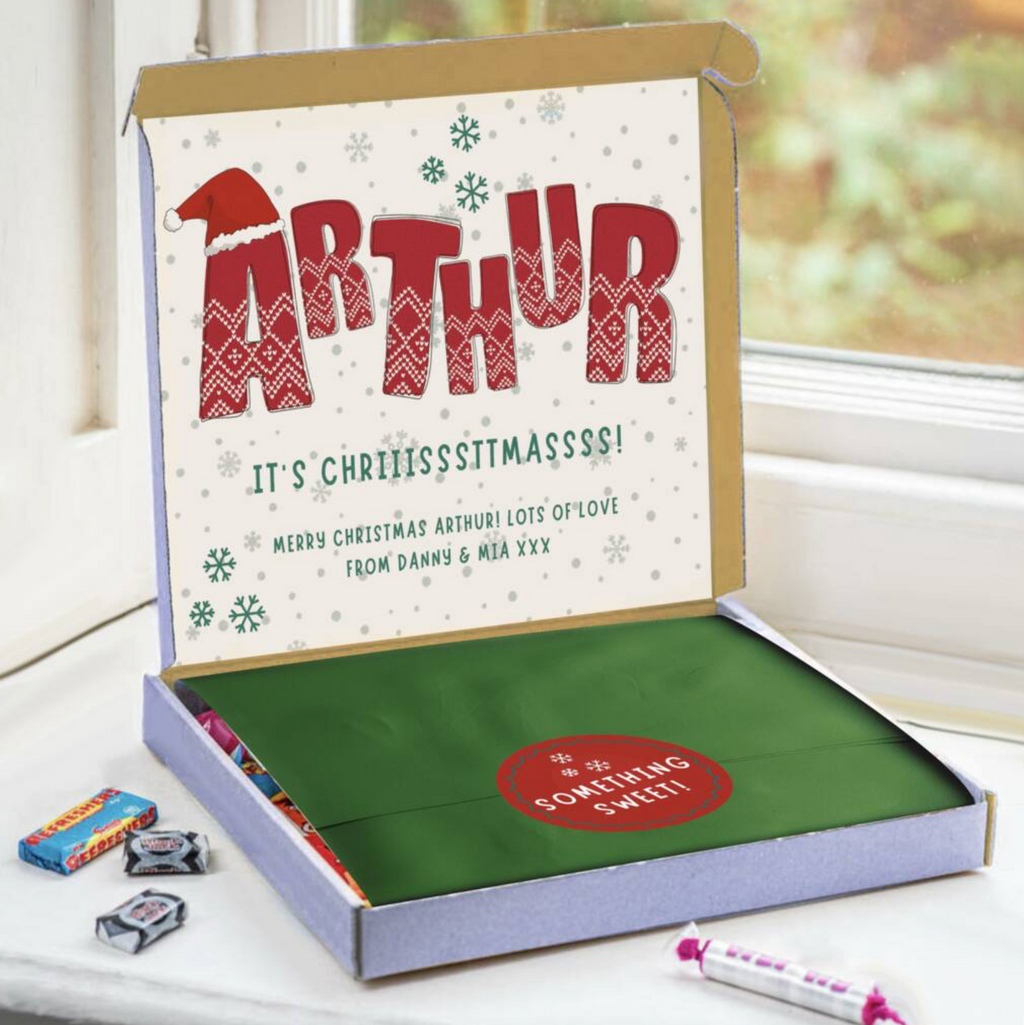 Personalised Christmas Sweet Hamper Retro Sweets Letterbox Gift