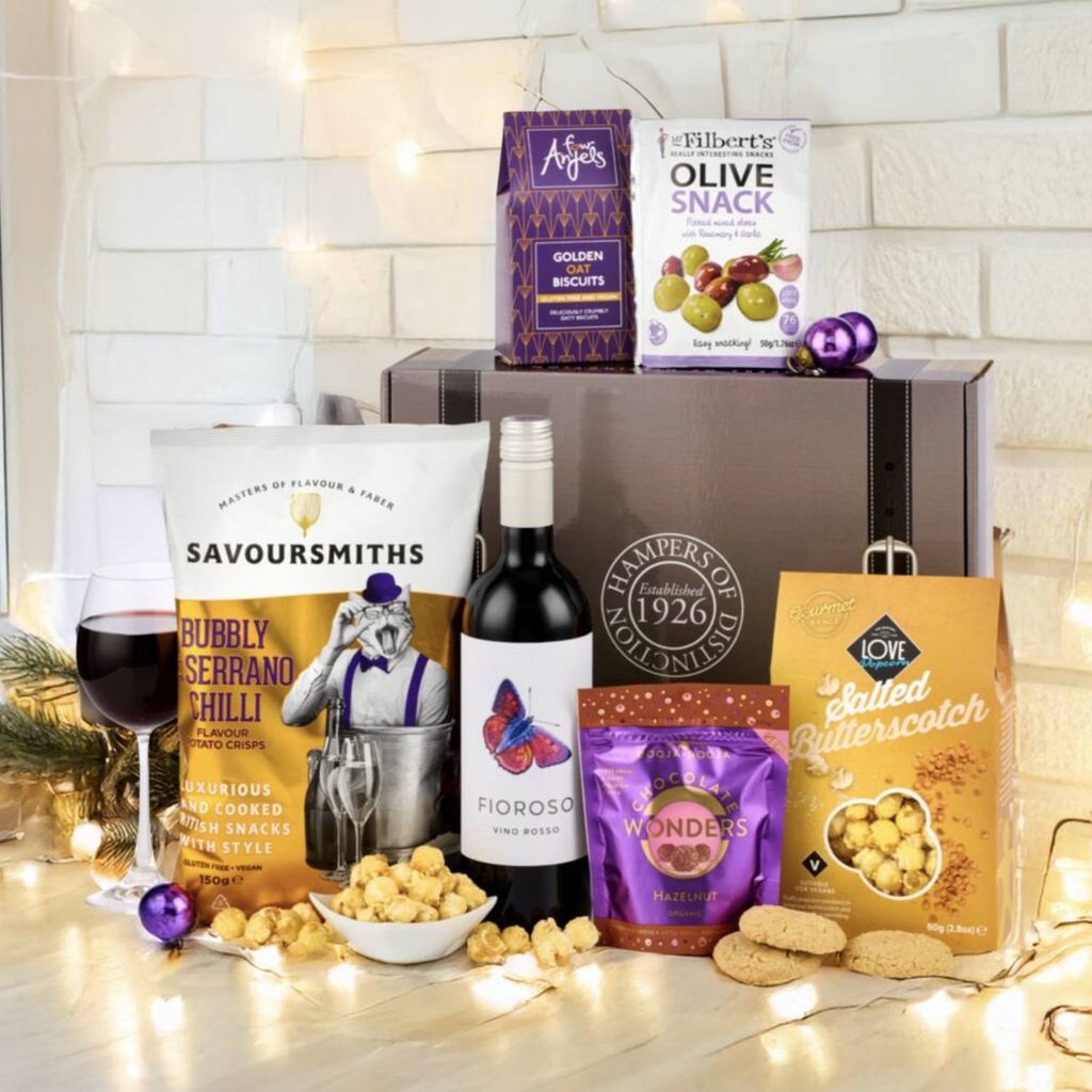 Gluten Free Vegan Hamper Red Wine Gourmet Treats & Luxury Gift Box