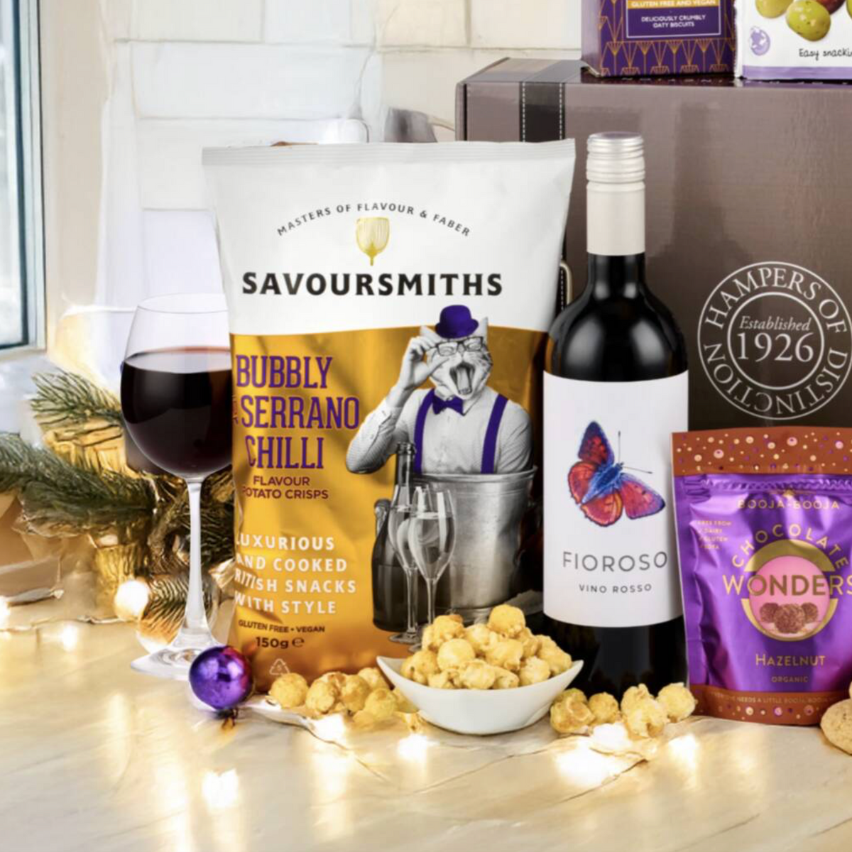 Gluten Free Vegan Hamper Red Wine Gourmet Treats & Luxury Gift Box