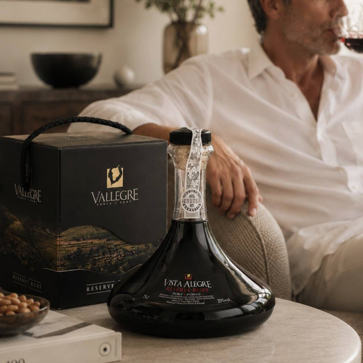 Luxury Ruby Port Gift Vista Alegre Port Decanter & Presentation Box