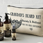 Grandad's Beard Kit with beard shampoo, conditioner, and oil on a light background