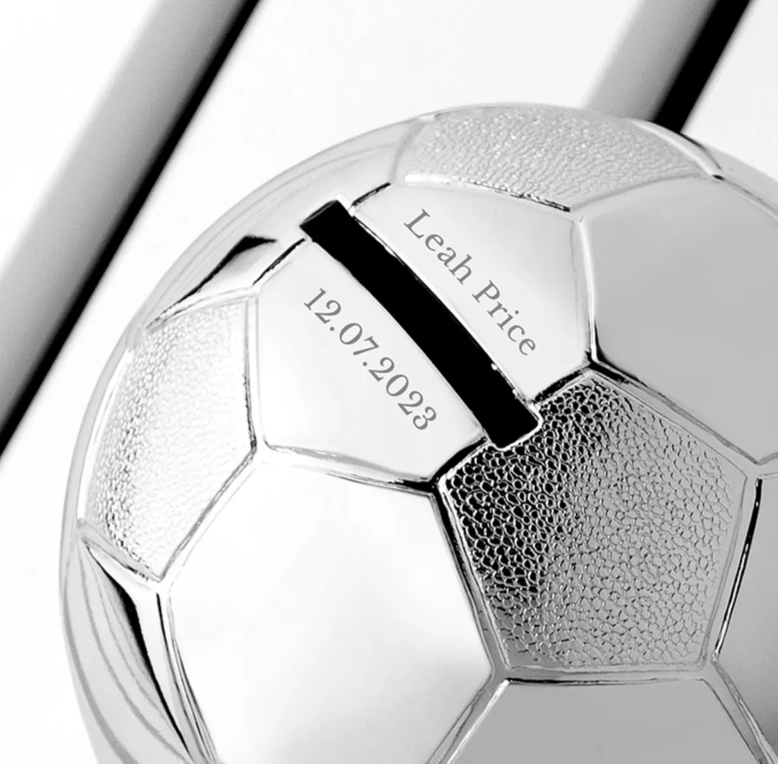 Personalised Silver Plated Football Money Box