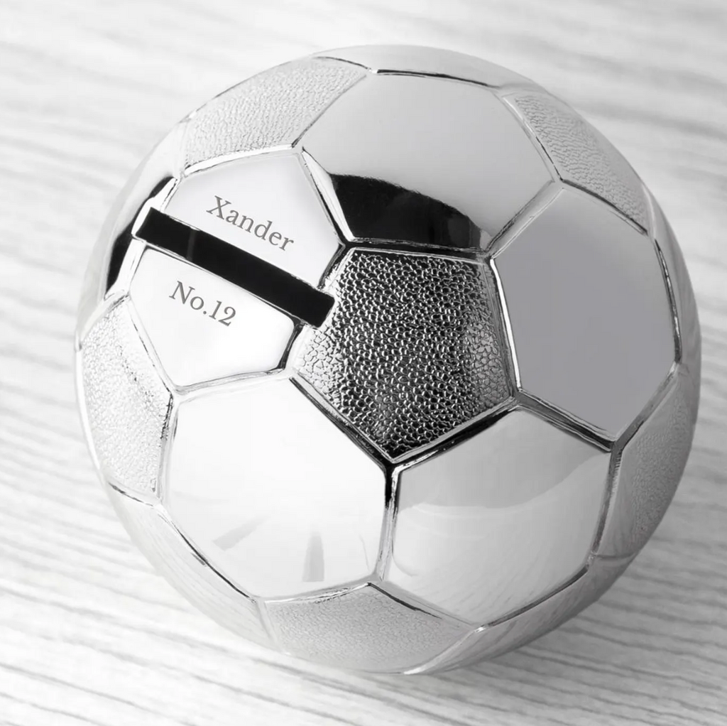 Personalised Silver Plated Football Money Box