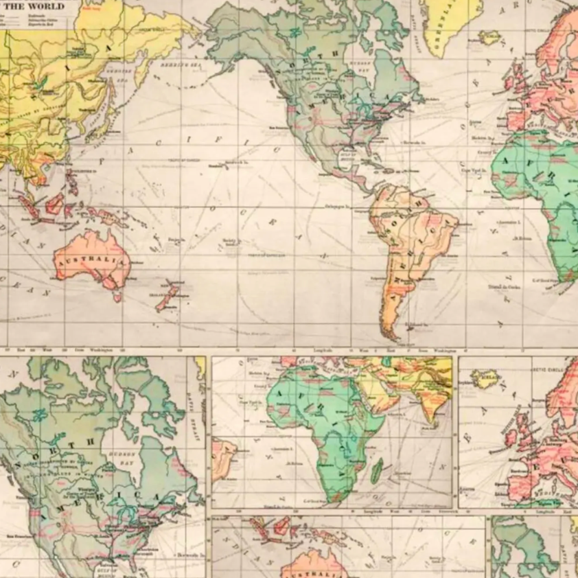 Retro World Map Wrapping Paper