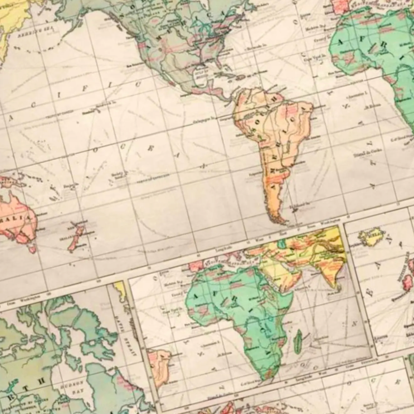Retro World Map Wrapping Paper