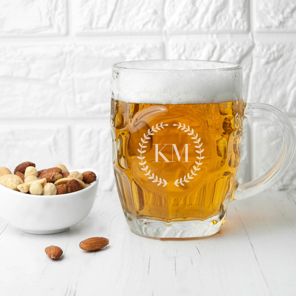 Personalised Dimpled Glass Beer Tankard