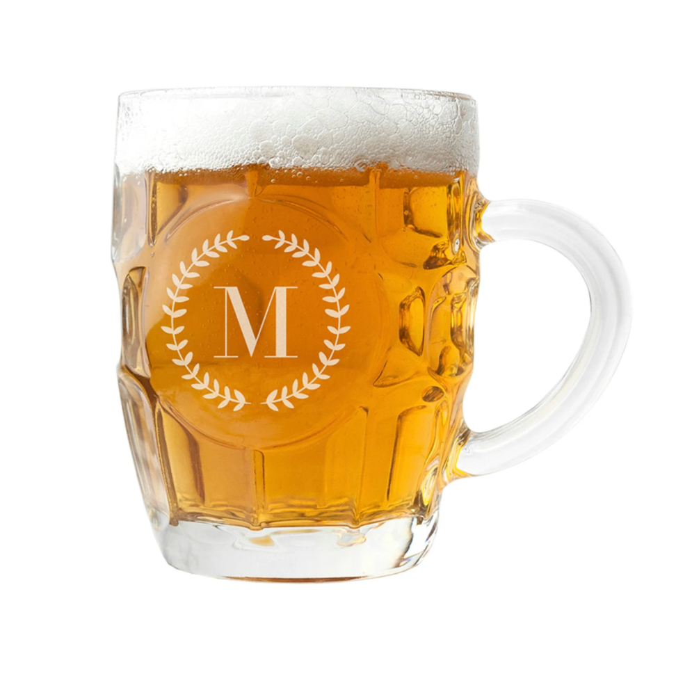 Personalised Dimpled Glass Beer Tankard