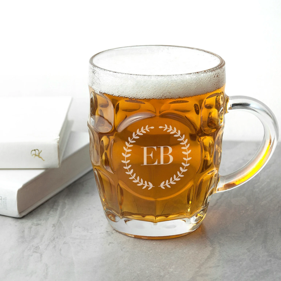 Personalised Dimpled Glass Beer Tankard