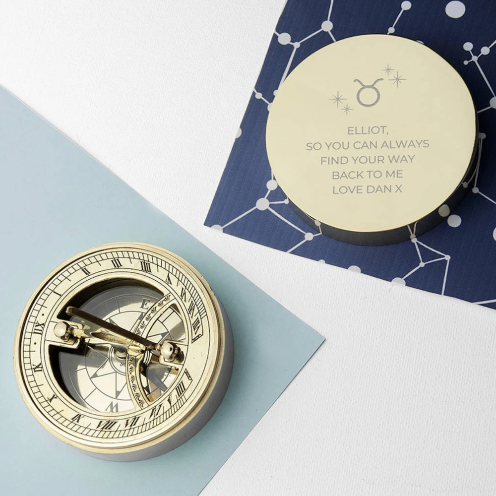 Personalised Zodiac Brass Sundial Compass