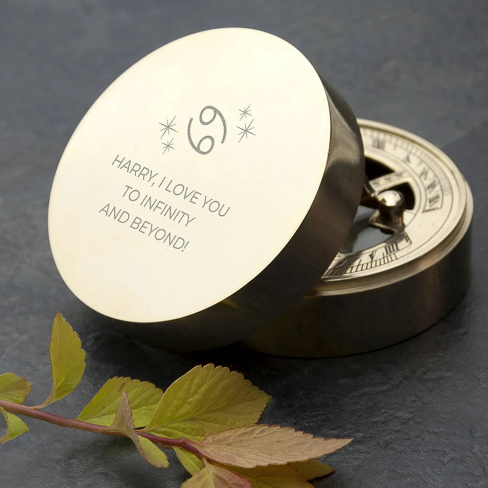 Personalised Zodiac Brass Sundial Compass