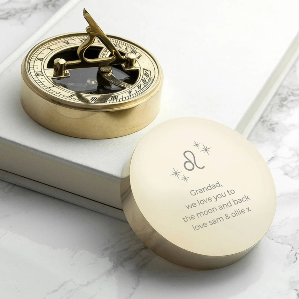 Personalised Zodiac Brass Sundial Compass