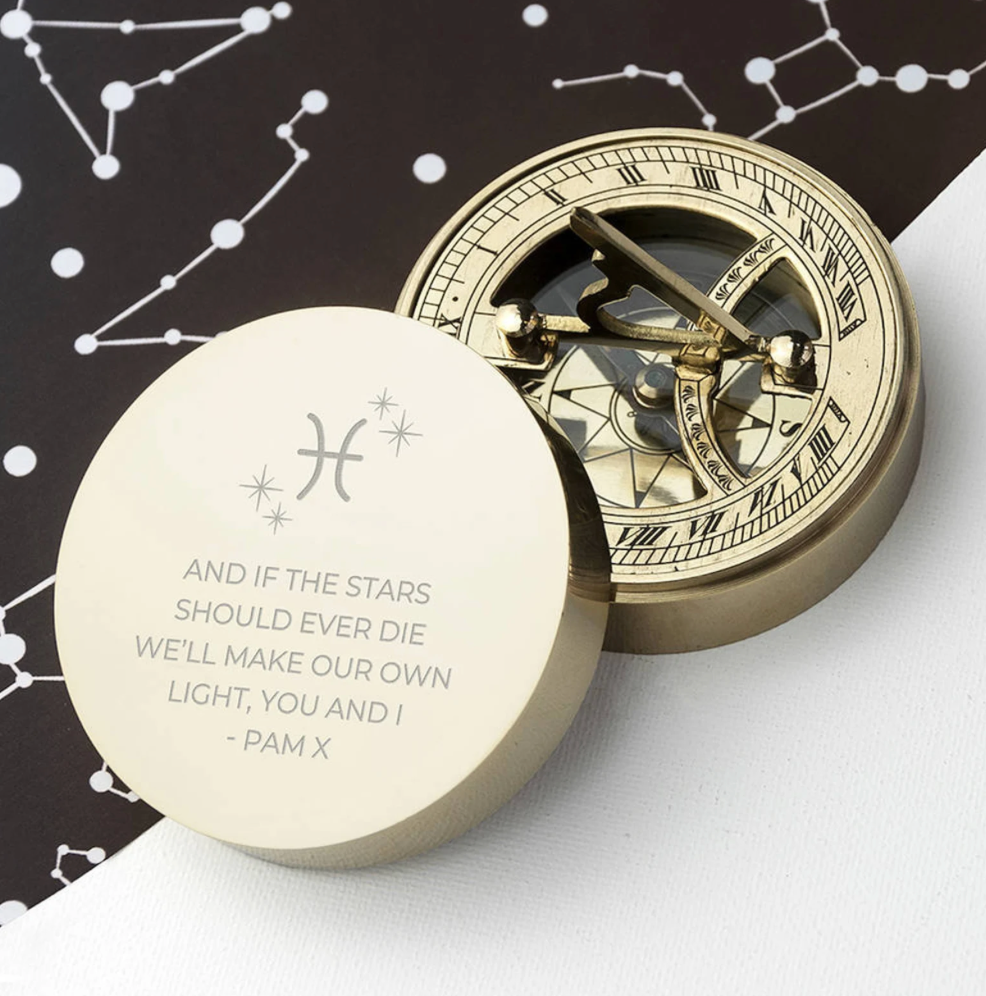 Personalised Zodiac Brass Sundial Compass