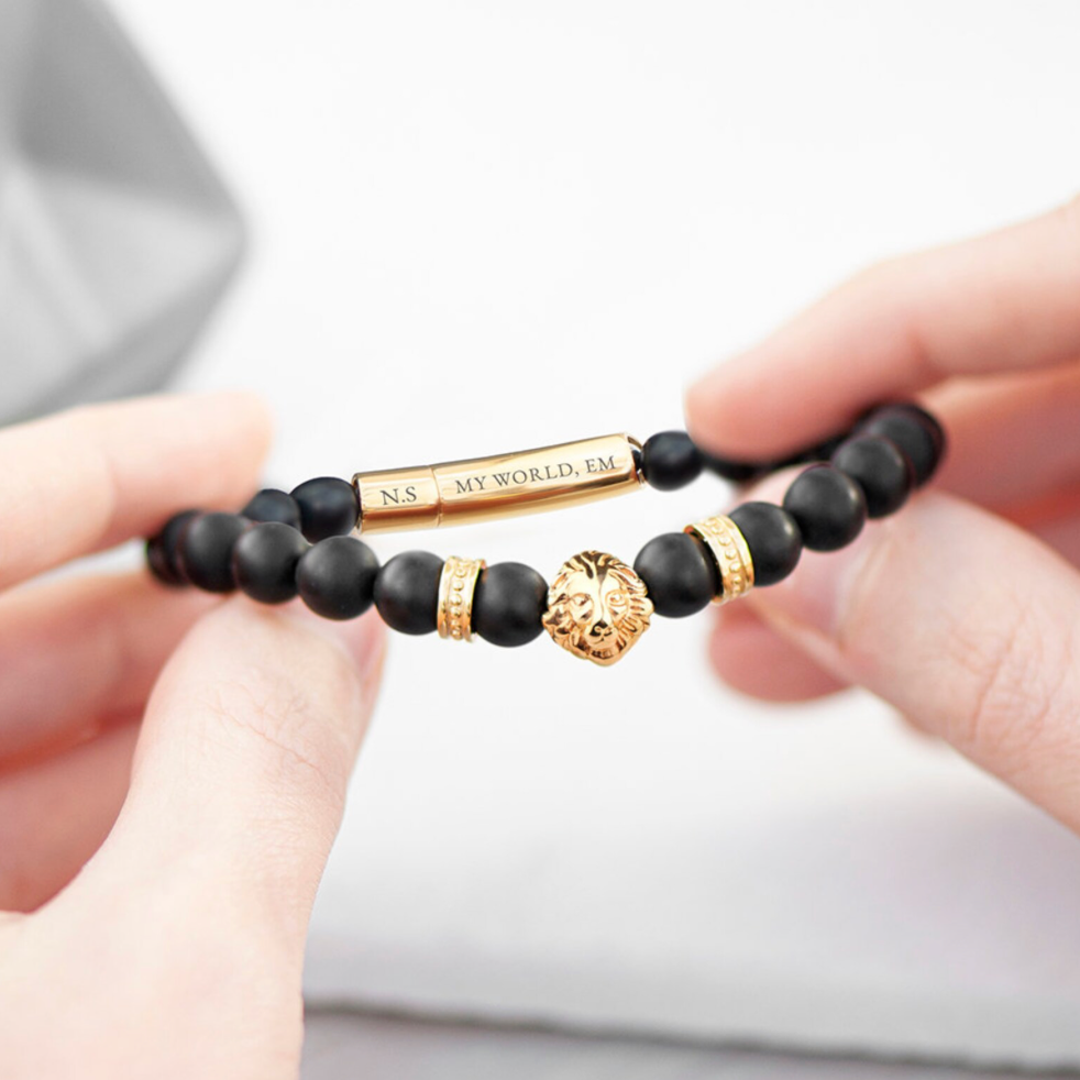 Personalised Men's Golden Lion Bracelet