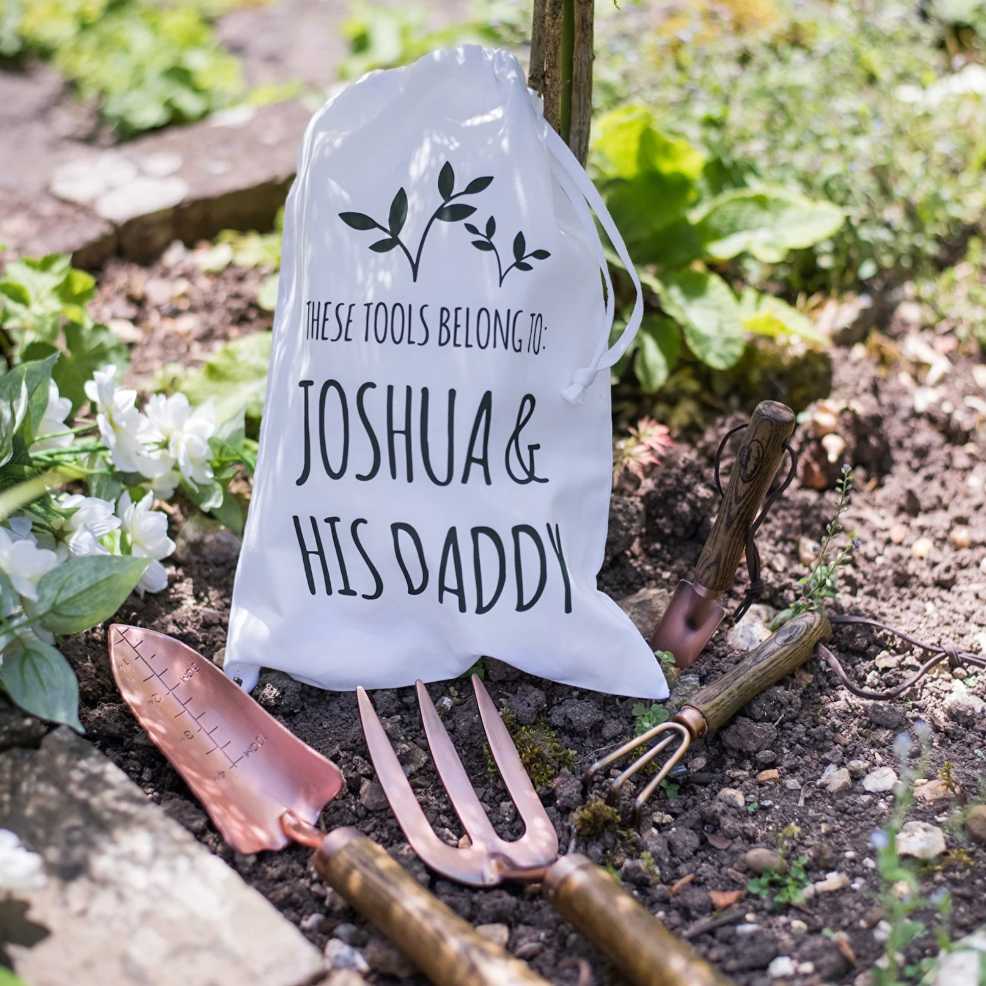 Personalised Copper Garden Tool Set, Parent and Child
