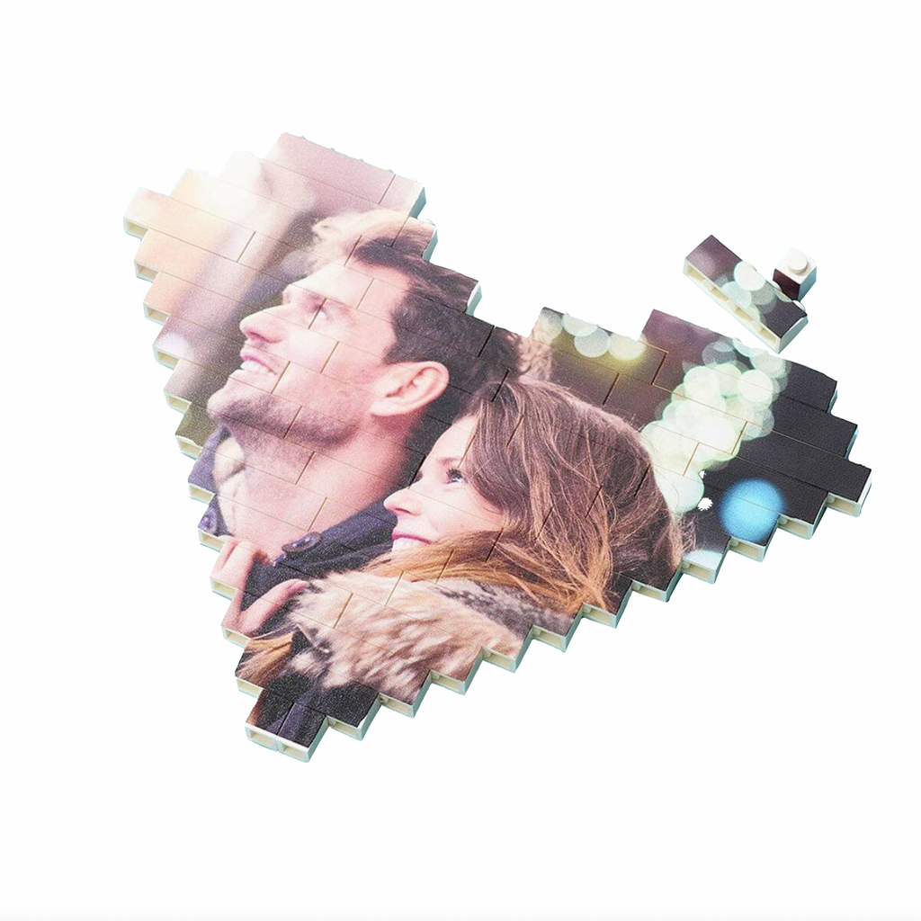 Personalised Heart Building Brick Photo Puzzle