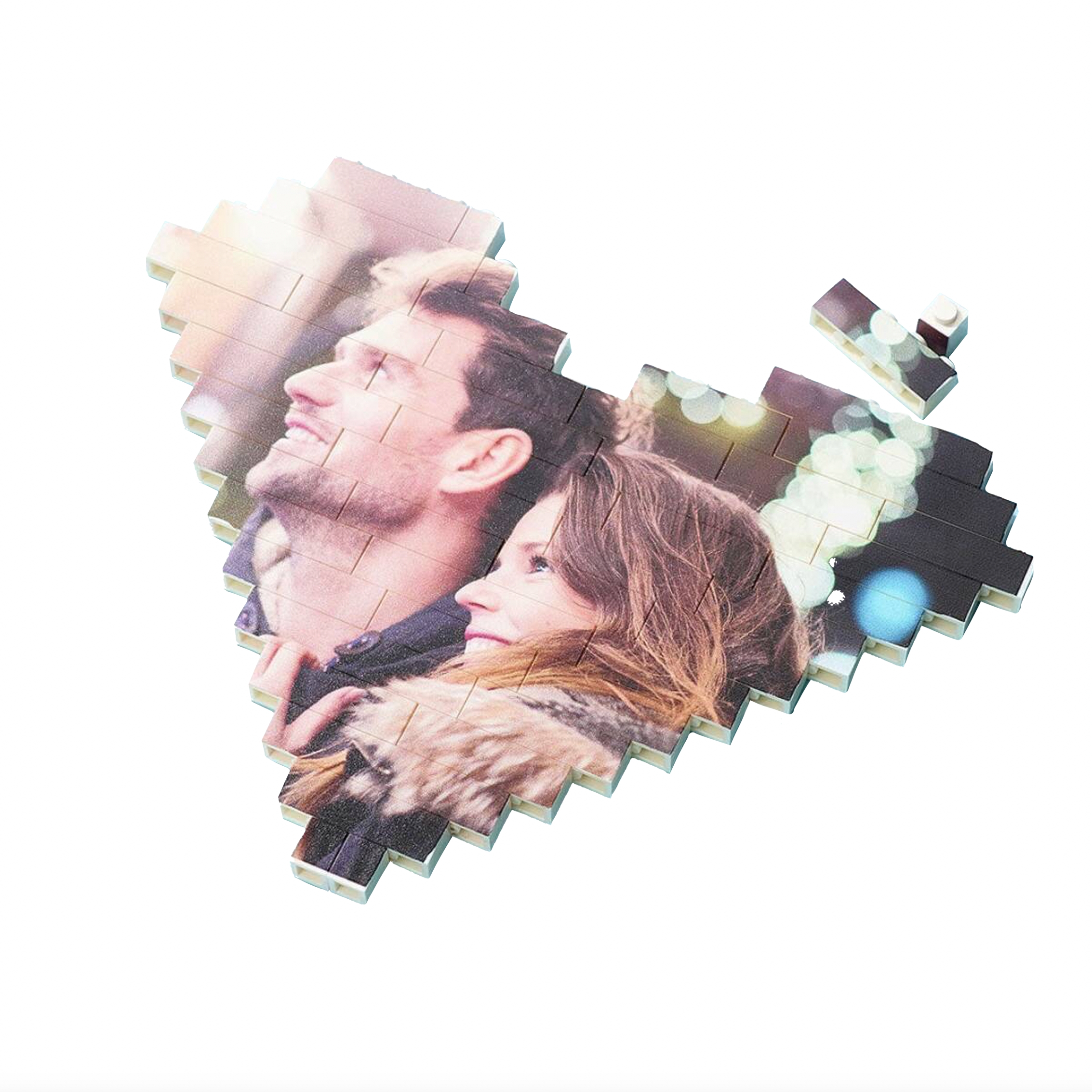 Personalised Heart Building Brick Photo Puzzle