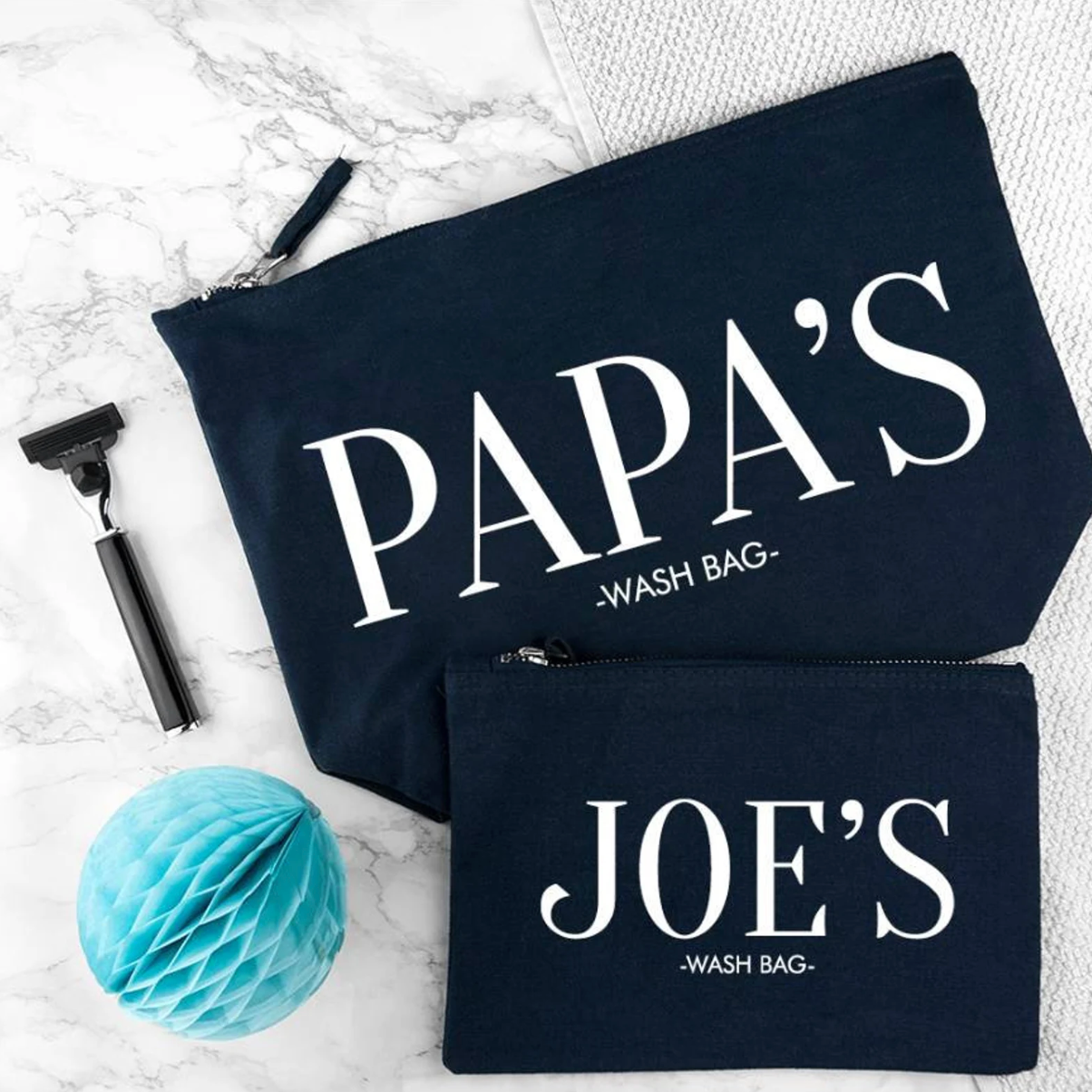 Personalised Daddy and Me Cotton Wash Bags