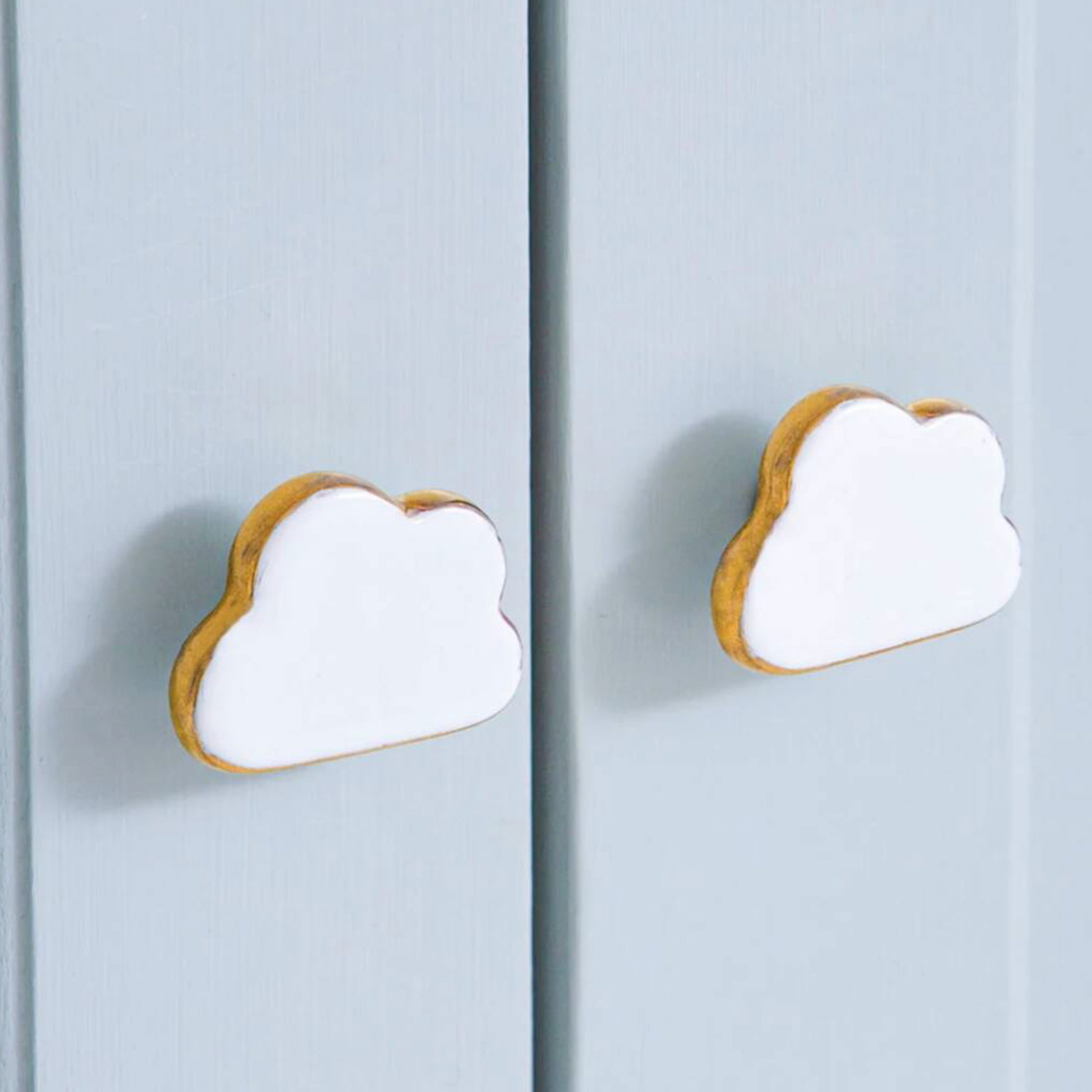 Cloud Shape Ceramic Door Knob with Gold Rim