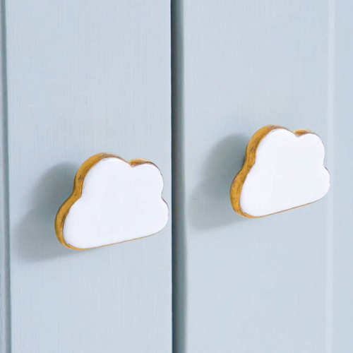 Cloud Shape Ceramic Door Knob with Gold Rim