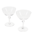 Pair of Etched Star Champagne Gift Coupe Cocktail Glasses