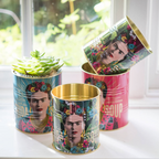 Set Planter & Storage Of Two Frida Kahlo Metal Tins