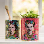 Set Planter & Storage Of Two Frida Kahlo Metal Tins